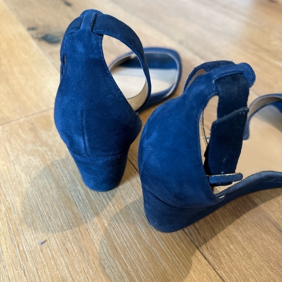 J. Crew Blue Suede Wedge Women's Sandals - Picture 5 of 6